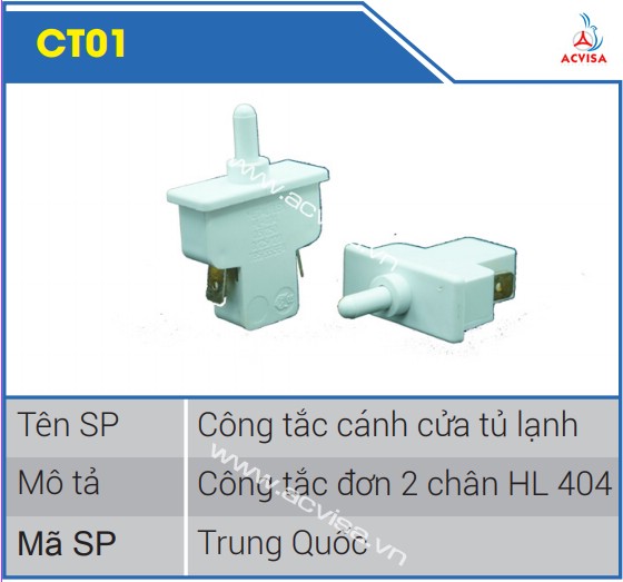 Công tắc cửa tủ lạnh đơn 2 chân - Vật Tư Acvisa - Công Ty TNHH Đầu Tư Và Phát Triển Acvisa Việt Nam